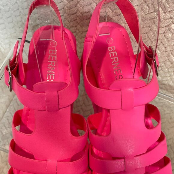 Berness Brianna Fisherman Flatform Sandals Hot Pink Size 7 Y2K Chunky Platform - Picture 5 of 9